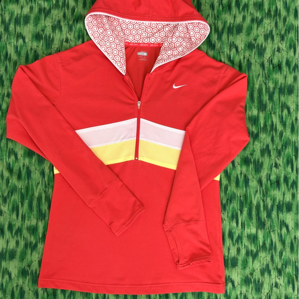 Nike Red and White Patterned Hoodie